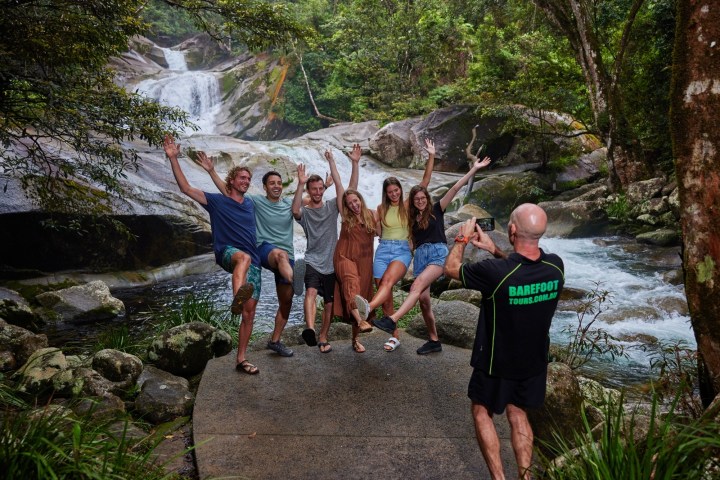 people capturing moments at Josephine Falls