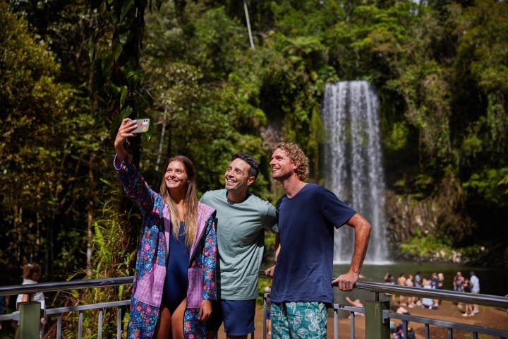 Group taking a selfie at Milla Milla Waterfalls