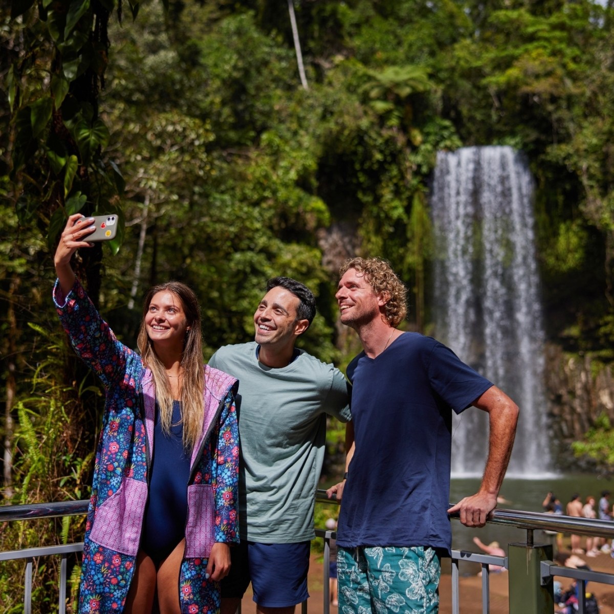 Group taking a selfie at Milla Milla Waterfalls