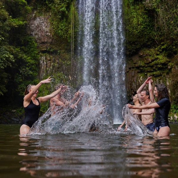 Group riding near Milla Milla Waterfalls
