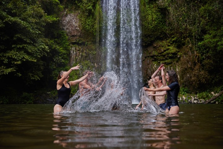 Group riding near Milla Milla Waterfalls